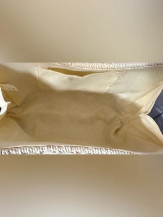 Woven wicker Crossbody Bag with Brown Trim magnetic closure adjustable summer - Picture 9 of 9